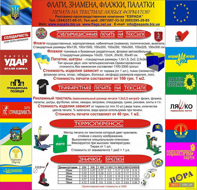 Прапори / Флаги / Flags. Широкоформатний друк по текстилю Київ - изображение 1