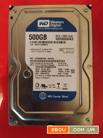 Жесткий диск 500GB Western Digital Sata III Кабель SATA в подарок! Бахмут - изображение 1