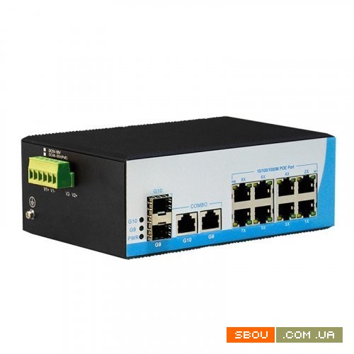 POE комутатор 10-ти портовий индустр. HongRui HR400-822GTS Ужгород - изображение 1