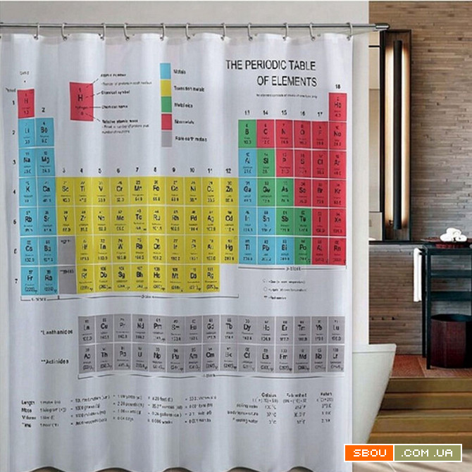 Шторка для душа ванной Периодическая таблица Киев - изображение 1