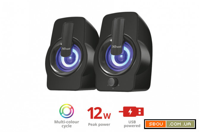 Колонки Gemi RGB 2.0 Speaker Set - black Львів - изображение 1