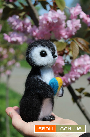 Пингвин игрушка валяная из шерсти интерьерная ручной работы пінгвін Одесса - изображение 1