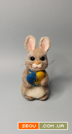 Зайчик игрушка валяная из шерсти интерьерная ручной работы заяц кролик Одесса - изображение 1