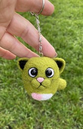 Валяна іграшка котик зелений брелок ручної роботи підвіска кошка кіт