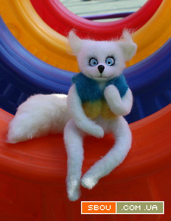 ЛИС ПЕРЕМОГИ белый игрушка валяная интерьерная из шерсти лиса подарок Одесса - изображение 1