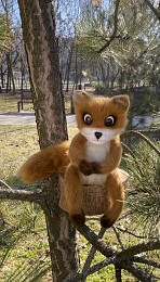 Лис упоротий іграшка валяна з шерсті інтерєрна войлочная лиса хендмєйд