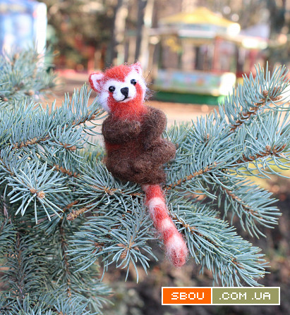 Красная Панда брошь игрушка валяная из шерсти ручной работы интерьерна Одесса - изображение 1