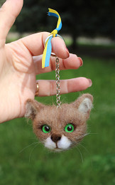 Кот брелок іграшка валяна прикраса подарунок сувенір кошка з шерсті
