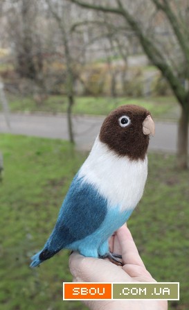 Папуга войлочний нерозлучник іграшка валяна з шерсті інтерєрний попуга Одесса - изображение 1