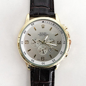 Часы наручные Rolex White ремешок коричневый