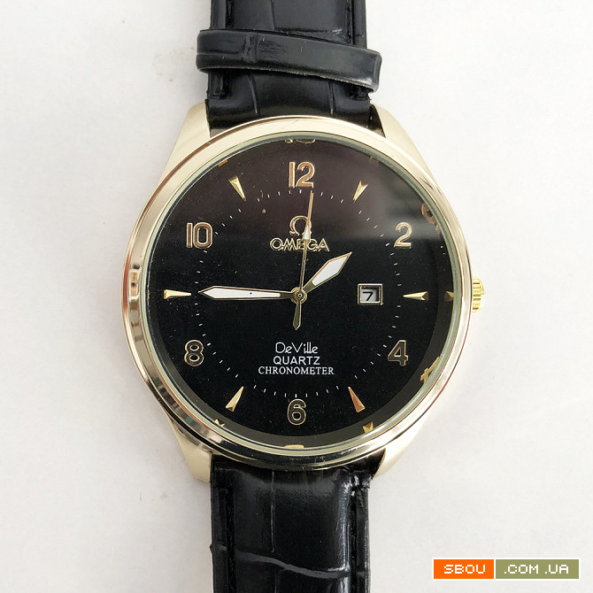 Часы наручные Omega Black ремешок черный (реплика) Львов - изображение 1