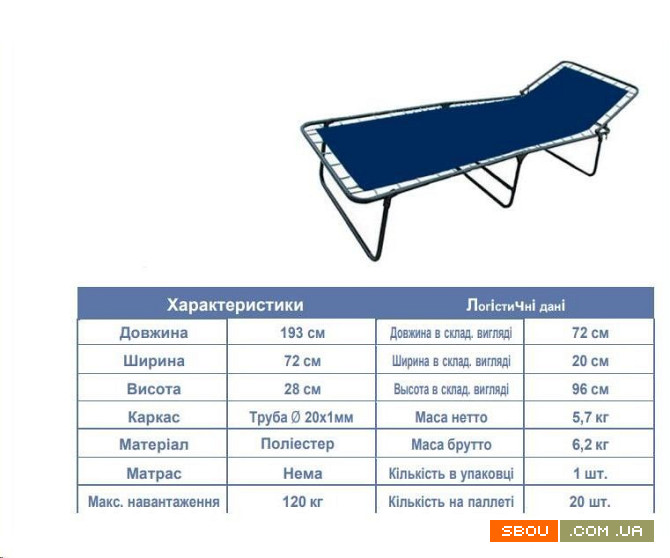 Раскладушка простая! Раскладушка-Вертолет !(с матрасом) Одеса - изображение 1