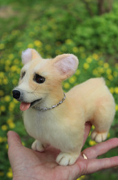 Коргі собачка валяна іграшка з шерсті інтерєрна собака войлочная сувен