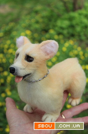 Коргі собачка валяна іграшка з шерсті інтерєрна собака войлочная сувен Одесса - изображение 1